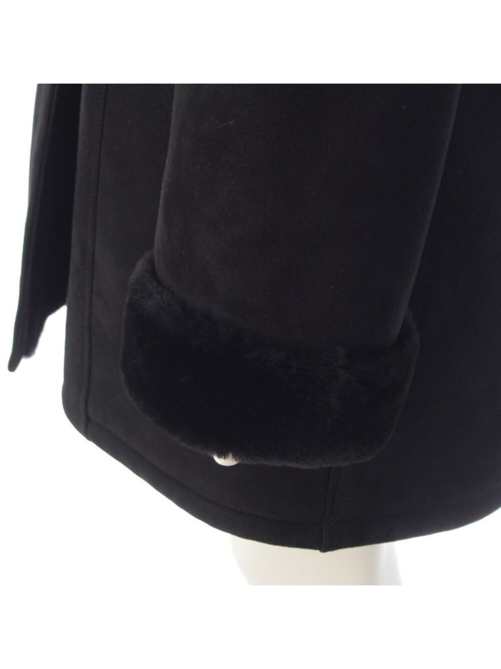 Loewe Cowhide Shearling Vintage Logo Button Coat Black 40 - Picture 7 of 10